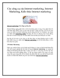 Các công cụ của Internet marketing, Internet Marketing, kiến thức Internet marketing