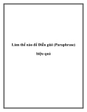 Làm thế nào để Diễn giải (Paraphrase) hiệu quả