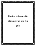 Khoáng tố boron giúp giảm nguy cơ ung thư phổi