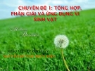 CHUYÊN ĐỀ 1: TỔNG HỢP, PHÂN GIẢI VÀ ỨNG DỤNG VI SINH VẬT