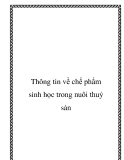 Thông tin về chế phẩm sinh học trong nuôi thuỷ sản