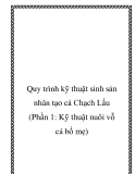 Quy trình kỹ thuật sinh sản nhân tạo cá Chạch Lấu (Phần 1: Kỹ thuật nuôi vỗ cá bố mẹ)