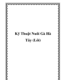 Kỹ Thuật Nuôi Gà Hà Tây (Lôi)