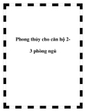 Phong thủy cho căn hộ 23 phòng ngủ