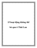 15 hoạt động không thể bỏ qua ở Thái Lan