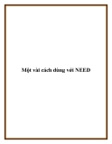 Một vài cách dùng với NEED