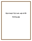 Dịch thuật Việt Anh: một số lỗi thường gặp