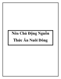 Nên Chủ Động Nguồn Thức Ăn Nuôi Dông