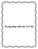 Trang phục dân tộc La Chí