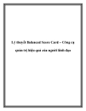 Lý thuyết Balanced Score Card – Công cụ quản trị hiệu quả của người lãnh đạo