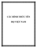 CÁC HÌNH THỨC TÊN HỌ VIỆT NAM