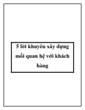 5 lời khuyên xây dựng mối quan hệ với khách hàng