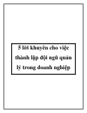 5 lời khuyên cho việc thành lập đội ngũ quản lý trong doanh nghiệp