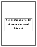 5 lời khuyên cho việc lên kế hoạch kinh doanh hiệu quả