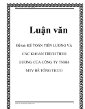 Đề tài: KẾ TOÁN TIỀN LƯƠNG VÀ CÁC KHOẢN TRÍCH THEO LƯƠNG CỦA CÔNG TY TNHH MTV BÊ TÔNG TICCO