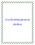 10 sai lầm thường gặp của các nhà đầu tư