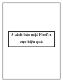 5 cách bảo mật Firefox cực hiệu quả