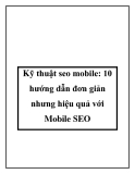 Kỹ thuật seo mobile: 10 hướng dẫn đơn giản nhưng hiệu quả với Mobile SEO