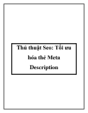 Thủ thuật Seo: Tối ưu hóa thẻ Meta Description