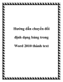 Hướng dẫn chuyển đổi định dạng bảng trong Word 2010 thành text