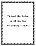 Tắt thanh Mini Toolbar và tính năng Live Preview trong Word 2013