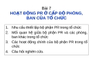 Bài 7. Hoạt động PR ở cấp độ phòng, ban của tổ chức