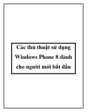 Các thủ thuật sử dụng Windows Phone 8 dành cho người mới bắt đầu