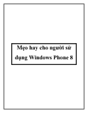 Mẹo hay dành cho người sử dụng Windows Phone 8