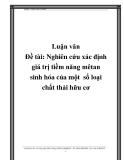 Luận văn: Nghiên cứu xác định giá trị tiềm năng mêtan sinh hóa của một số loại chất thải hữu cơ