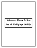 Windows Phone 7: Sao lưu và khôi phục dữ liệu