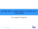 ĐẦU TƯ NƯỚC NGOÀI VÀ CHUYỂN GIAO CÔNG NGHỆ