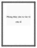 Phong thủy cửa ra vào và cửa sổ