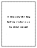 Vô hiệu hoá tự khởi động lại trong Windows 7 sau khi cài đặt cập nhật