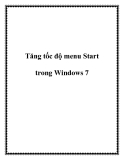 Tăng tốc độ menu Start trong Windows 7