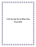 Cách tạo mục lục tự động trong Word 2010