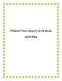 Windows Vista: Quản lý các tài khoản khách hàng