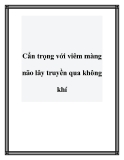 Cẩn trọng với viêm màng não lây truyền qua không khí.Con bạn rất dễ nhiễm vi khuẩn gây viêm màng não nếu xung quanh có người bệnh, bởi các vi khuẩn này lây truyền qua không khí. Thời tiết nắng nóng của mùa hè là điều kiện lý tưởng để bệnh viêm màng não 