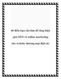 60 điều bạn cần làm để tăng hiệu quả SEO và online marketing cho website thương mại điện tử.