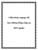 Chẩn đoán onpage tốt hay không bằng công cụ SEO quake