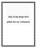 Một số thủ thuật SEO giành cho các webmaster