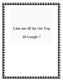 Làm sao để lọt vào Top 10 Google ?