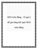 SEO trên Bing - 15 gợi ý để gia tăng kết quả SEO trên Bing