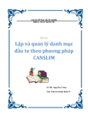 Luận văn tốt nghiệp: Lập và quản lý danh mục đầu tư theo phương pháp CANSLIM