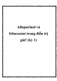 Allopurinol và febuxostat trong điều trị gút! (kỳ 1)