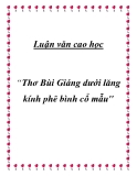 Luận văn cao học “ Thơ Bùi Giáng dưới lăng kính phê bình cổ mẫu "