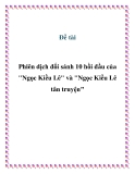 Đề tài "  Phiên dịch đối sánh 10 hồi đầu của "Ngọc Kiều Lê" và "Ngọc Kiều Lê tân truyện" "