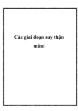 Tìm hiểu các giai đoạn suy thận mãn