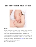 Tắc sữa và cách chữa tắc sữa 