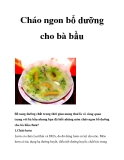 Cháo ngon bổ dưỡng cho bà bầu 