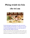 Phòng tránh táo bón cho trẻ em  